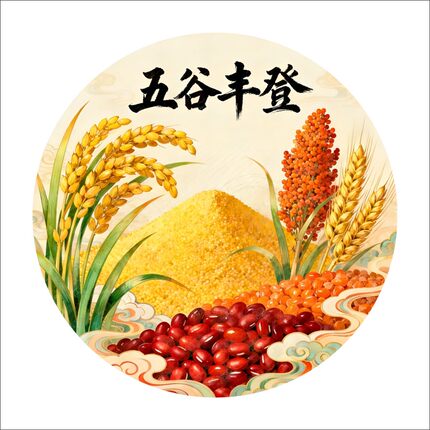 五谷丰登圆形贴纸自粘贴画防水装饰客厅背景墙冰箱装饰不干胶贴纸