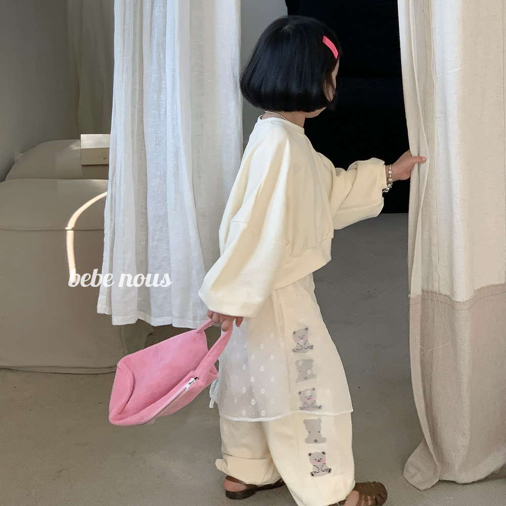 BOBOJ▲BabyWe韩国童装儿童可爱腮红小熊纯棉柔软卫衣卫裤套装