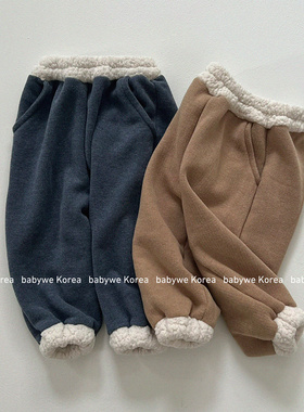GOU▲BabyWe韩国代购25冬季新款儿童云朵绒加厚保暖收口卫裤