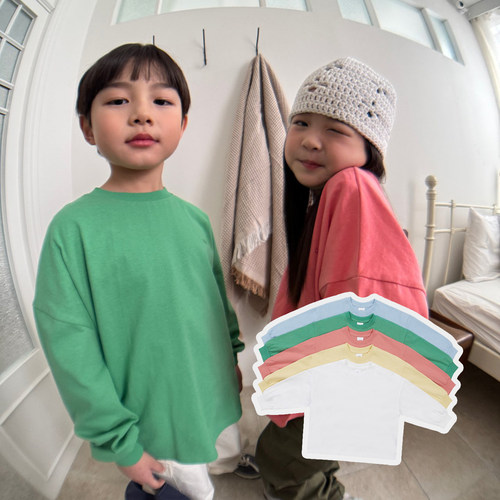 OUR春日调色盘螺纹袖口纯棉长袖T