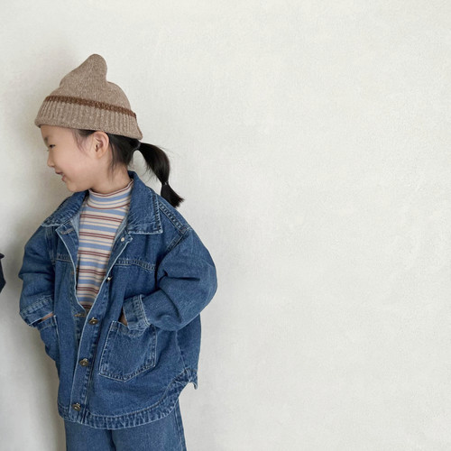 oatmeal▶Babywe韩国代购秋季儿童纯棉A类牛仔外套夹克衫牛仔衣