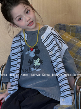 包邮▶bebenous主理人品牌春夏搞怪米奇儿童自然做旧纯棉短袖T恤