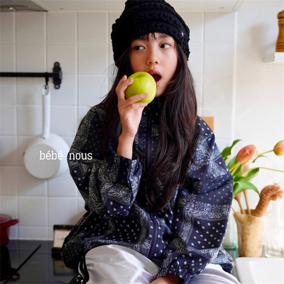 RMJN韩国儿童腰果花连帽夹克外套