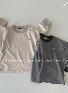 GOU▲BabyWe韩国代购童装春季儿童腔调感潮搭撞色纯棉舒适长袖T恤