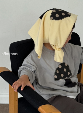 GOU▶BabyWe韩国代购童装25秋季儿童可爱波点小蘑菇纯棉长袖T恤