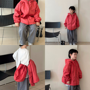 bebenous▲主理人品牌秋季户外风软壳连帽防风廓形冲锋衣儿童外套