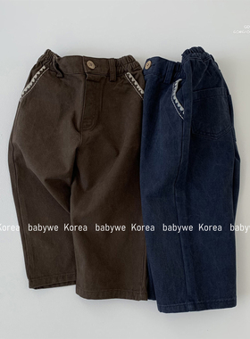 GOU▶BabyWe韩国代购童装25秋季亲子款定染儿童毛线牙边休闲长裤