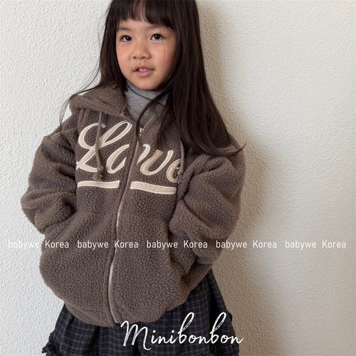 mnbb亲子LOVE加厚拉链帽衫外套