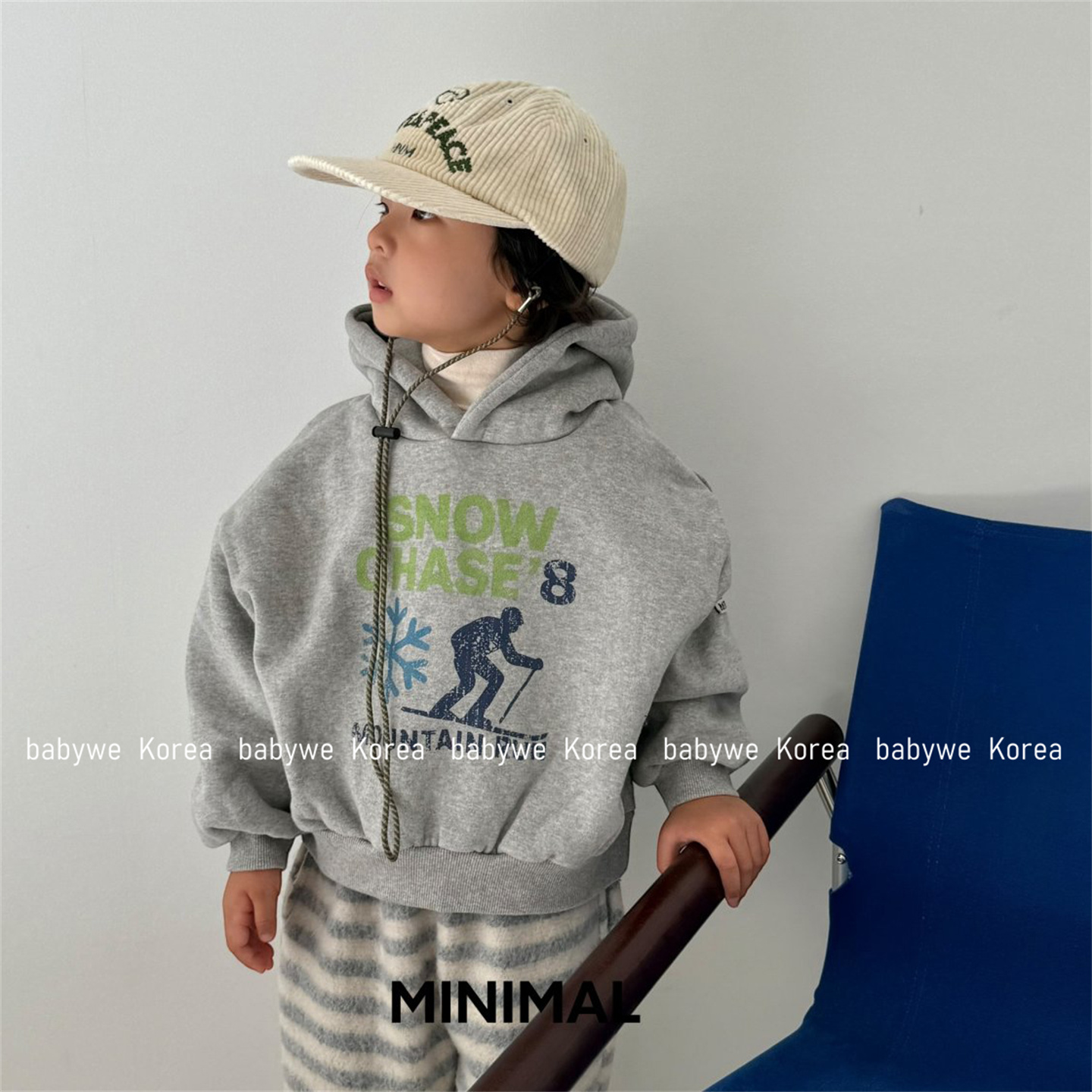 minimal雪花字母加绒帽衫卫衣