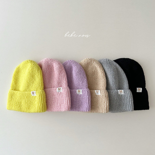 dailybebe▲BabyWe韩国代购男女童冬季小熊徽标羊毛混纺毛线帽子