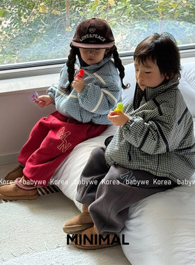 minimal格子立领下摆可收棉服