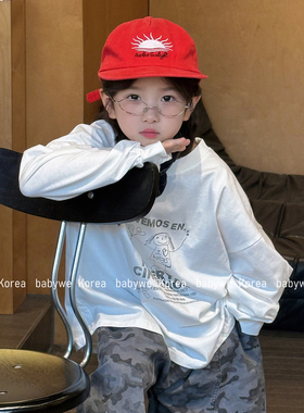 包邮▶bebenous主理人品牌儿童复古涂鸦字母呆萌boy纯棉亲肤长袖t