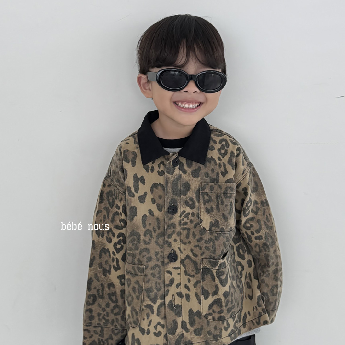 韩代巴恩风潮牌豹纹翻领夹克外套