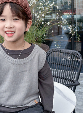 digreen▲BabyWe韩国代购童装儿童叠穿针织背心纯色毛衣马甲日系