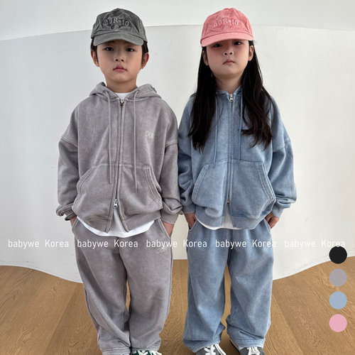 OUR成衣落色拉链帽衫休闲卫裤