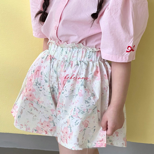 女童甜美褲 minimal 女童唯美花朵寬松短褲 童裝 子 BabyWe韓國代購