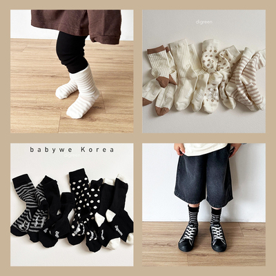 Digreen▲BabyWe韩国制波普风波点条纹百搭bi入儿童袜子四季袜