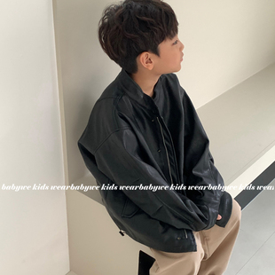 article 气质有型蛋白皮PU皮夹克立领皮衣外套 BabyWe韩国童装
