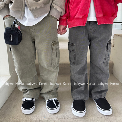 OUR侧口袋复古砂洗口袋工装裤