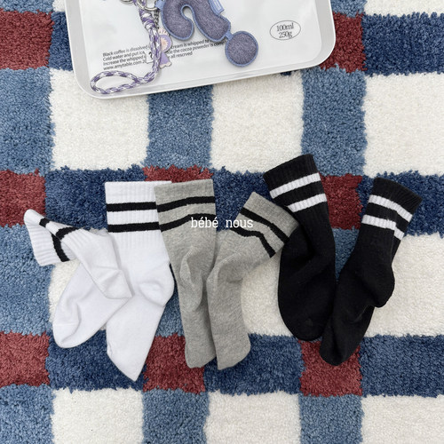 bebenous▶BabyWe儿童男女童袜子耐摩抗起球吸汗弹力双杠四季棉袜