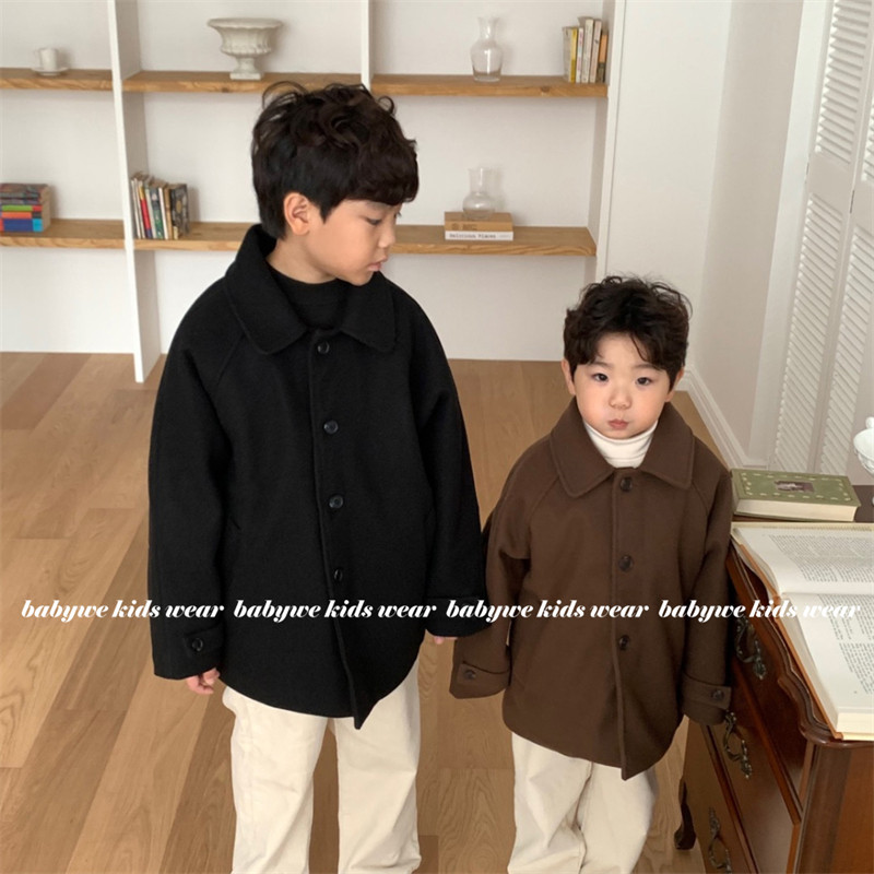 Lewan▲BabyWe韩国代购童装冬季男童冬季保暖夹棉毛呢大衣外套