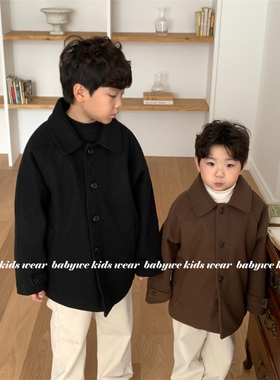 Lewan▲BabyWe韩国代购童装冬季男童冬季保暖夹棉毛呢大衣外套