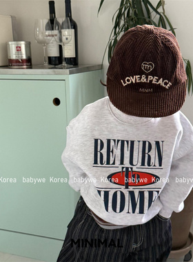 minimal▲BabyWe韩国代购25冬季儿童时髦字母印花男女童加绒卫衣