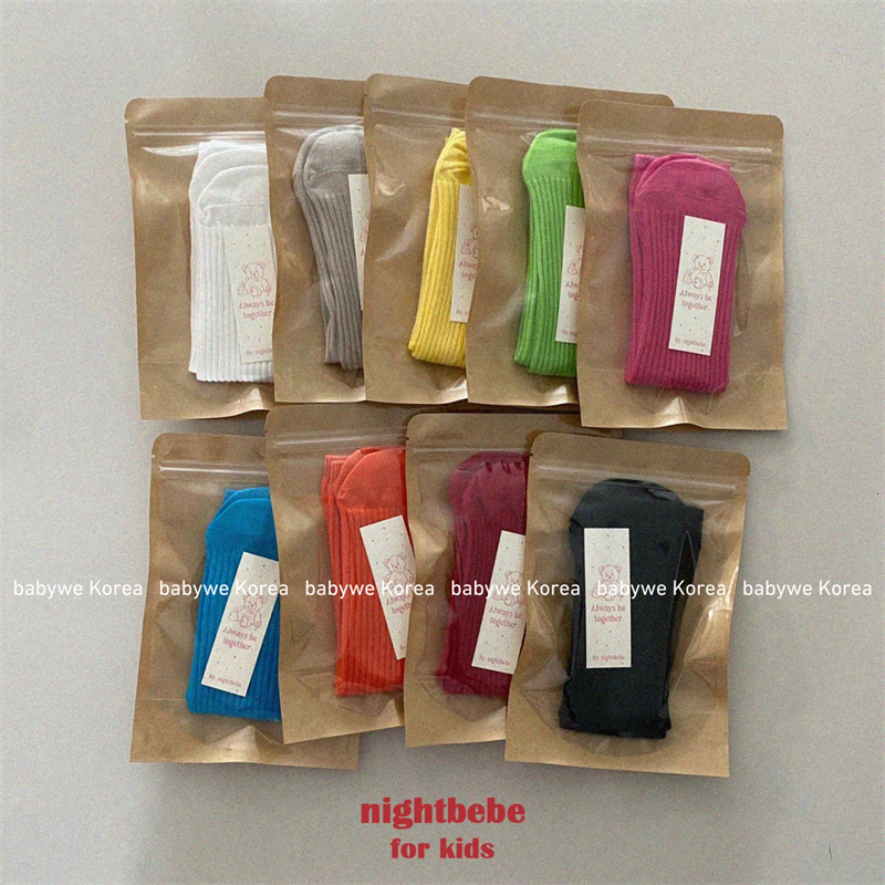 包邮▶nightbebe韩代儿童袜子多巴胺糖果色搭配神器四季款中筒袜