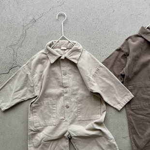 Oatmeal▲BabyWe韩国童装男女童灯芯绒长裤背带裤纯色连体裤长裤