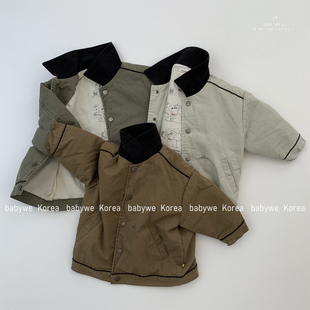 棉服亲子外套 秋冬巴恩风儿童撞色加厚款 GOU▶BabyWe韩国代购 童装