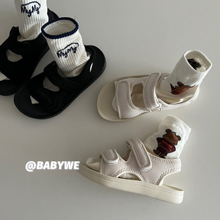BabyWe韩国童鞋男女童魔术贴软弹鞋底儿童夏季轻便休闲露趾凉鞋