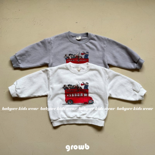 Growb▲BabyWe韩国代购儿童趣味卡通人物时髦好搭冬季加绒卫衣