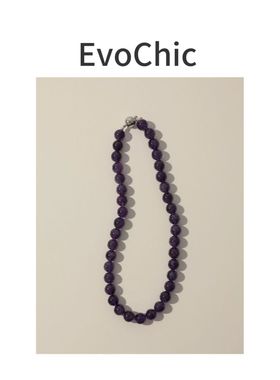 天然乌拉圭紫水晶项链小众设计颈链紫色气质锁骨链首饰925银扣