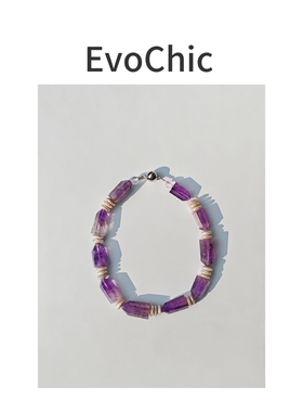 北欧极简天然紫水晶珍珠项链