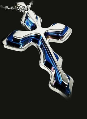 钛钢十字架波浪形三层时尚饰品