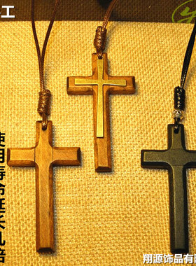 十字架手工木质多层情侣毛衣链