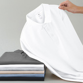 保罗商务带领打底衫 polo衫 翻领t恤男长袖 纯色白色有领秋衣