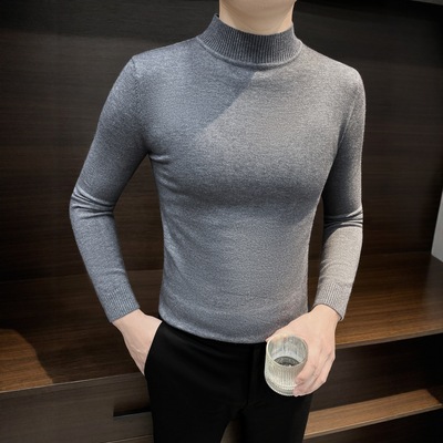 男士半高领长袖针织衫202