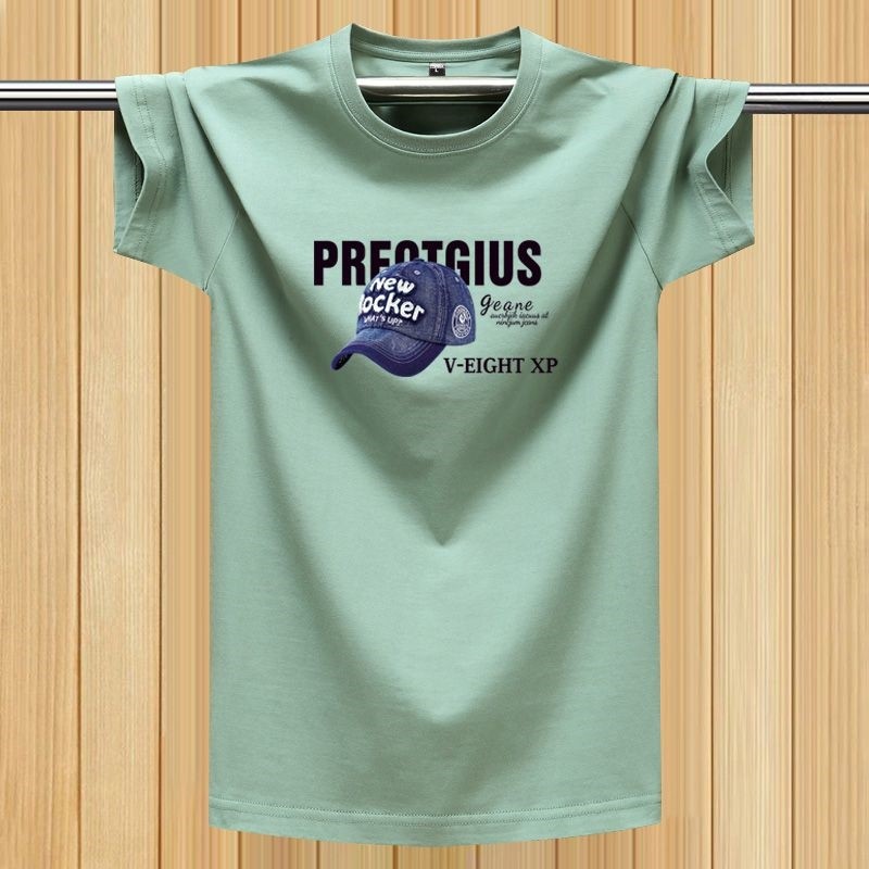 男士棉短袖t恤夏季潮牌休闲半袖上衣宽松加大码棉印花汗衫