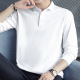 保罗有领内搭打底衫 翻领polo衫 t恤纯色白色修身 长袖 带领秋衣 男士