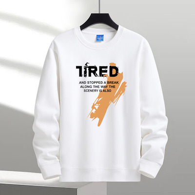 潮牌加绒加厚圆领卫衣男