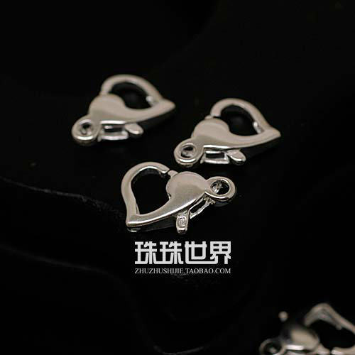 珠珠世界diy饰品配件 925纯银项链扣子 心形银扣9x10mm