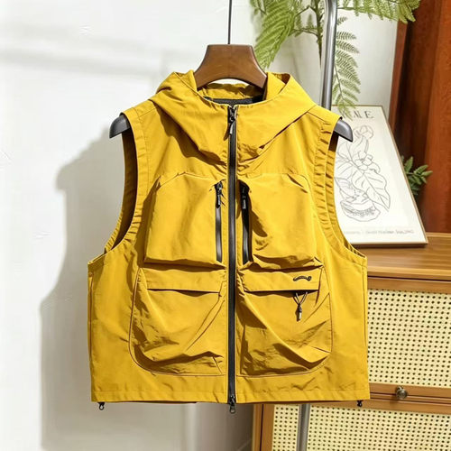 山系机能风连帽工装马甲户外登山