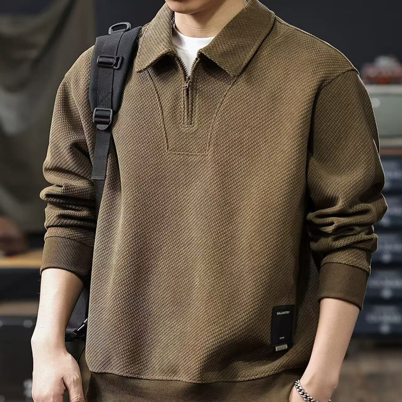 半拉链卫衣翻领长袖上衣休闲外套