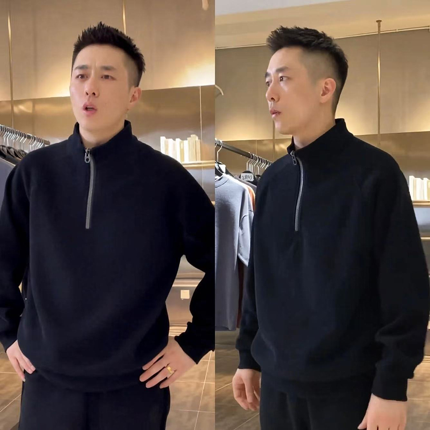 半拉链立领卫衣加绒加厚打底上衣