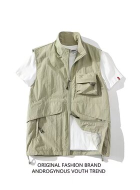户外速干骑行机能风工装马甲男