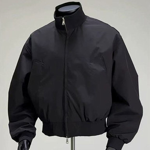 春秋美式 外套男款 立领棒球服bomber飞行夹克 工装 cleanfit黑色短款
