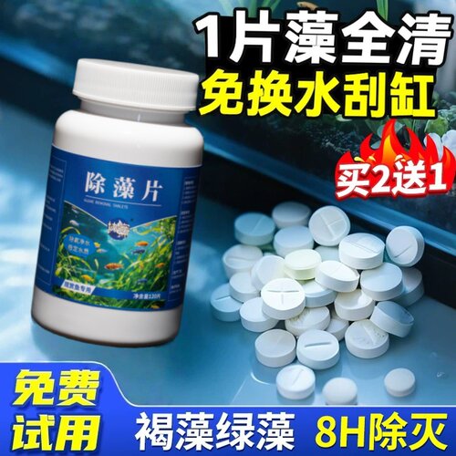 鱼缸除藻片去苔剂去青苔清除剂专用鱼池除绿水褐黑毛丝藻经典神器