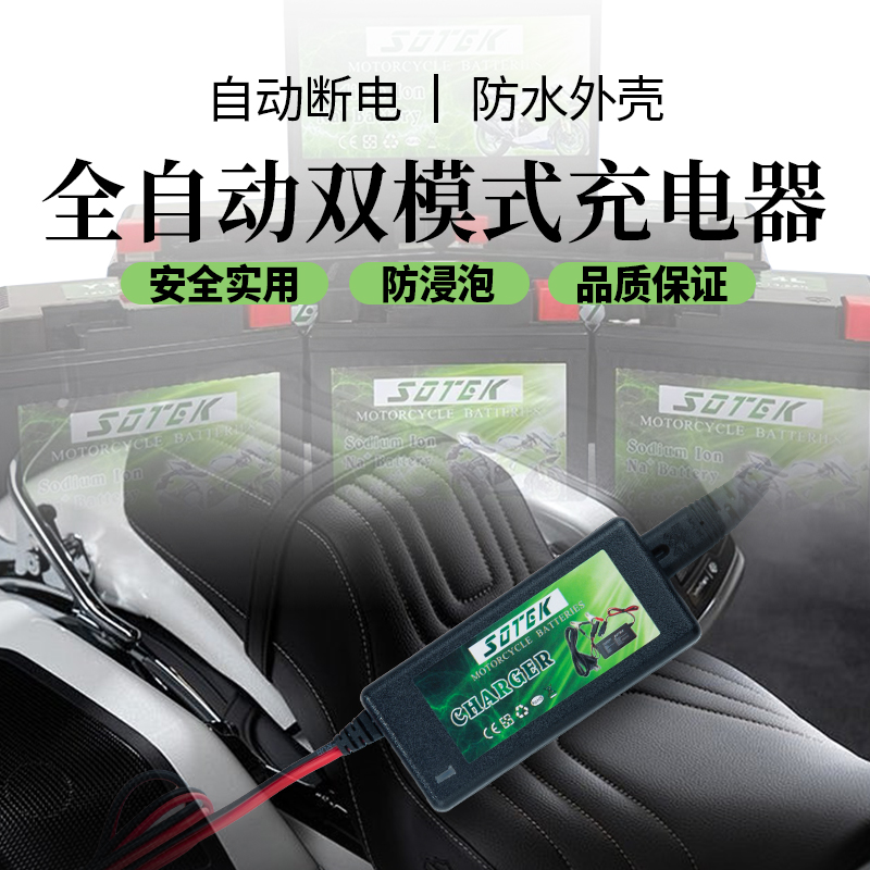 摩托车启动电池充电器12 V锂电池钠离子电池充电器自能充电器