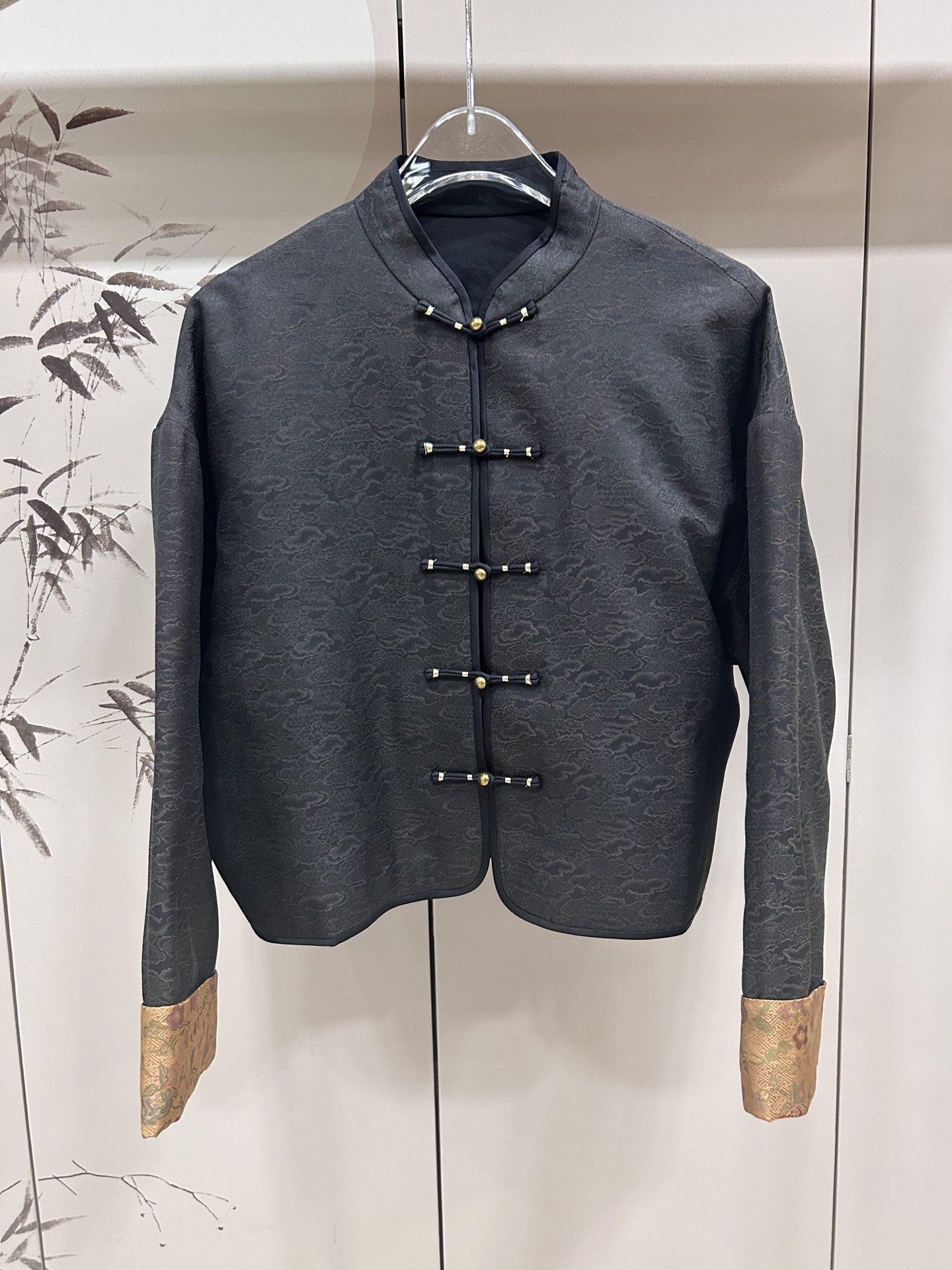 2025秋冬款新中式香云纱棉服国风盘扣真丝提花夹棉外套女宽松上衣